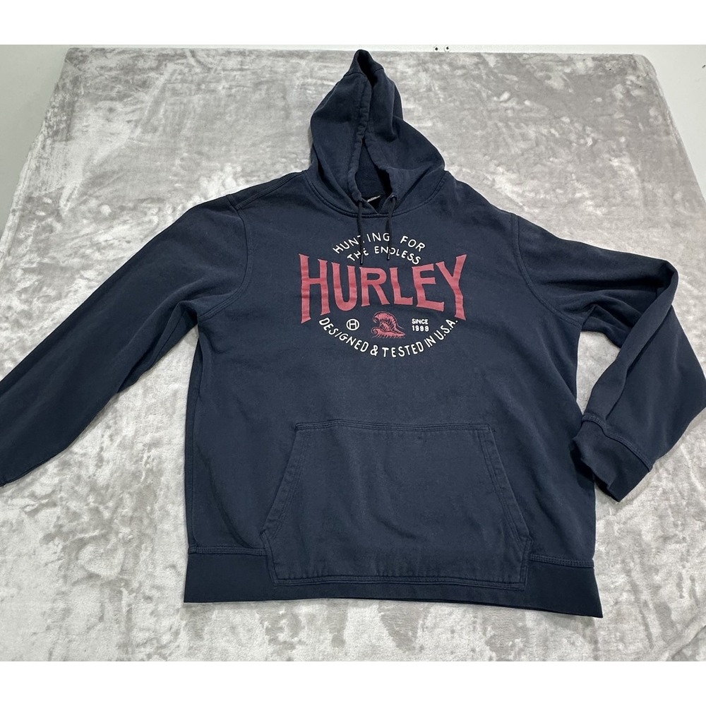 Hurley Hoodie Men's Size Xl Black Long Sleeve Front Logo Drawstring EUC